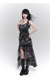 Fashion Vintage Butterfly irregular Dress Brim Design Spaghetti Strap Dress HZ1024