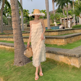New Fashion Tassels Design Pink Beach Elegant Spaghetti Strap Dress HZ1024