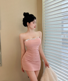 Fashion Pink Sequin Bodycon Design A-line Strapless Homecoming Dress HZ1024