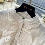 Vintage Elegant Crochet Embroidery Belt Design Single Breasted Flared Sleeve Long Dress HZ1024