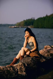 Vintage Irregular Ruffled Skirt Design A-line Casual Sleeveless Denim Vest A Two-piece Dress HZ1024