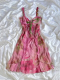 Vintage Chiffon Floral Prom Dress Sheath Ruffled Evening Dress Short Formal Dress HZ1024