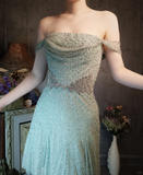 Vintage Light Green Off-the-shoulder Sparkling Beaded Design A-line Short Homecoming Dress HZ1024
