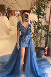 Glamorous mini v-neck long sleeveless sheath sequins evening party gowns HZ1024