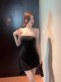 Vintage Black Sequin Design A-line Sleeveless Strapless Homecoming Dress HZ1024