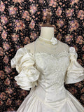 Retro Beige Off-the-shoulder A-Line Satin Quinceanera Dresses Evening Ball Gowns HZ1024