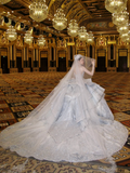 Gorgeous Shiny Beaded Sequined Sweetheart Design A-Line Wedding Dress Ball Gown Prom Dress Evening Dress HZ1024