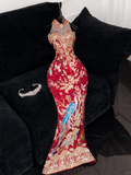 Gorgeous Sparkling Beaded Sequin Mermaid Design Exquisite Embroidery Evening Dress Prom Dresses HZ1024