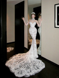 Elegant Glittering Beaded Sequined Applique Sweetheart Design Mermaid Wedding Dress Prom Dress Evening Dress HZ1024