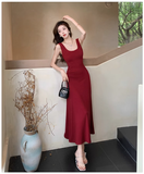 Simple Elegant Square Collar Design A-Line Sleeveless Strap Dress HZ1024