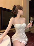 Fashion Beige Sequin Tight Design A-line Spaghetti Strap Homecoming Dress HZ1024