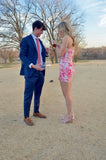 Vintage Floral Print Strapless Short Sheath Party Dress Cocktail Dress Homecoming Dress HZ1024