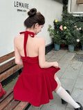New French Black Sexy Elegant Halter Dress HZ1024