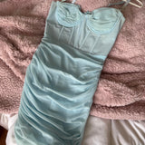 Vintage Light Blue Sweetheart Bodycon Design Spaghetti Strap Homecoming Dress HZ1024