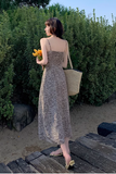 New Stylish Leopard Design A-Line Spaghetti Strap Dress HZ1024