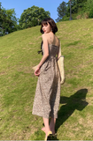 New Stylish Leopard Design A-Line Spaghetti Strap Dress HZ1024