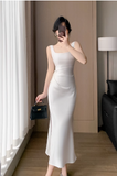 Vintage Simple Design Slim Spaghetti Strap Dress HZ1024