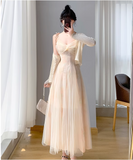 Vintage Simple Pink Plaid Elegant Design Short Sleeves Women Dress HZ1024