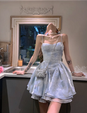 New Fashion Floral Design A-line Sleeveless Spaghetti Strap Puffy Dress HZ1024