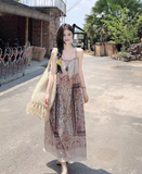 New Fashion Bohemian-style Print Design A-line Sleeveless Spaghetti Strap Dress HZ1024