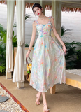 New Fashion Floral Design Elegant A-line Spaghetti Strap Dress HZ1024
