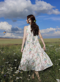 Simple Fashion Flora Design Beach Holiday A-line Halter Dress HZ1024
