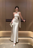 Simple Fashion 3D Flower Mermaid Design Prom Dress Elegant A-line Halter Dress HZ1024