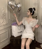 Fashion Beige Satin Sequin Butterfly Design A-line Spaghetti Strap Homecoming Dress HZ1024