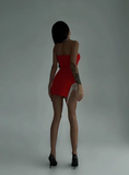 New Red Strapless Silver Tassel Design Sheath Party Dress Homecoming Dress HZ1024