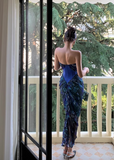 New Fashion Floral Strapless Design Sheath Women Party Dress HZ1024
