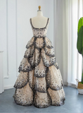 Gorgeous Shiny Sequin A-Line Long Tiered Prom Dress Evening Dress HZ1024