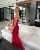 Elegant Satin Prom Dress Sheath Spaghetti Strap Evening Gown High Slit Party Dress Long Formal Dress HZ1024