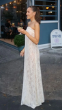 Elegant Lace Prom Dress Sheath Strapless Evening Gown Long Party Dress Formal Dress HZ1024