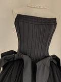 Retro Black A-line Strapless Lace-up Homecoming Dresses Short Satin 16th Birthday Dress HZ1024