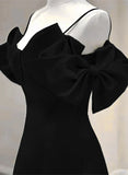 Pretty Black A-line Long Party Dress, Black Floor Length Prom Dress Evening Dress HZ1024