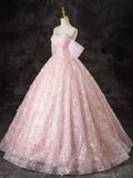 A-Line Pink Tulle Flowers Long Prom Dress, Beautiful Off the Shoulder Evening Party Dress HZ1024