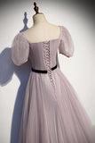 A-Line Tulle Long Prom Dresses, Simple Evening Dresses HZ1024