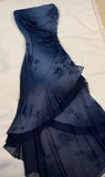 Blue A-Line Strapless Lace Applique Ball Gown HZ1024