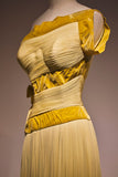 Chic Yellow Strapless Irregular Neck Pleated Ball Gown HZ1024