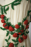 Champagne A-line spaghetti strap tulle 3D strawberry ball gown HZ1024