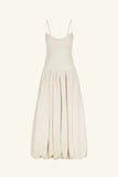 Beige Elegant Spaghetti Strap Midi Bubble Dress HZ1024
