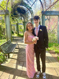 Sweet Pink Strapless Sleeveless Ruffled Formal Prom Gown Evening Dress HZ1024