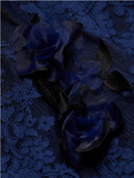 Elegant Navy Blue Mermaid Off Shoulder Lace 3D Flower Floor Length Formal Prom Dress Evening Gown HZ1024