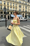 Chic Yellow A-line Strap Slit Ankle-Length Ball Gown HZ1024