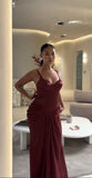 Sexy Red Strap Sleeveless Long Ball Gown Evening Dress HZ1024