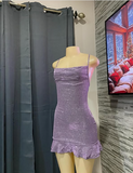 Sparkling Purple Strap Short Homecoming Dress HZ1024