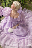 Charming Purple A-line Short Sleeve Flowing Floor-length Ball Gown Evening Dress HZ1024