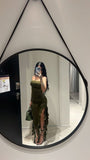 Green Irregular Hem Strapless Ruffled Slit Prom Dress Homecoming Dress HZ1024