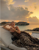 Sexy Flowy Leopard Print Spaghetti Strap Floor Length Party Dress Evening Gown HZ1024
