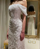Exquisite Mermaid Off-the-shoulder Applique Beaded Backless Wedding Dress HZ1024